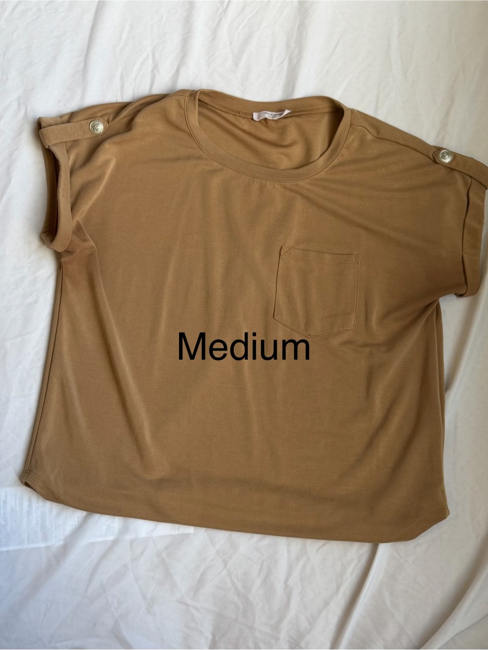 Womens Pocket Short Sleeve Tee in Camel - Medium